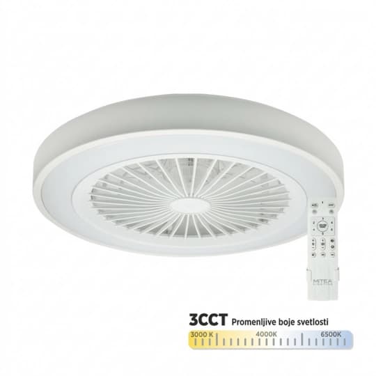 Ventilator plafonski MV5020-W-2 bijeli 20W sa svjetlom CCT LED 25W fi508mm sa daljinskim upravljačem Mitea Lighting