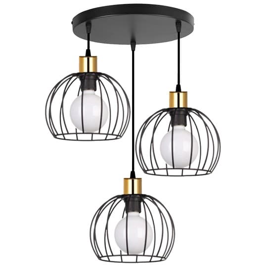 Luster visilica M019-3R 3x27 crna zičana 220v 1000 mm