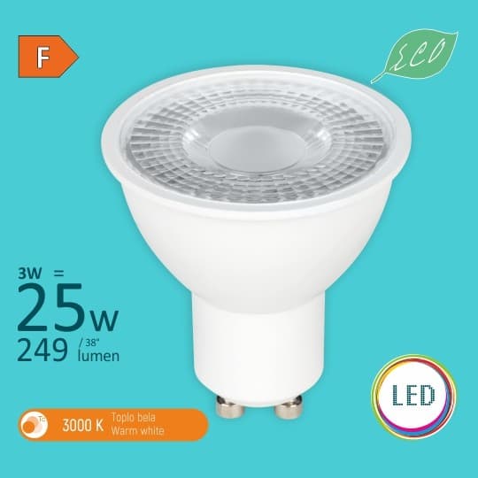 Sijalica LED A Gu10 3W M1 toplo bela 230 V 3000K Mitea