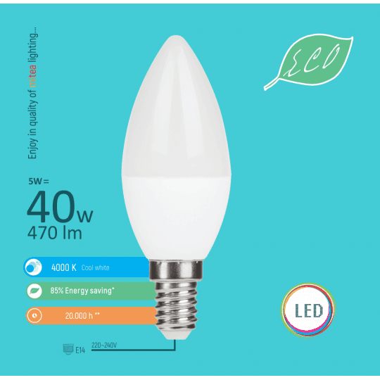 Sijalica LED E14 5W C36 4000K LED ECO sijalica 220-240V Mitea