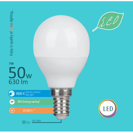 Sijalica LED E14 7W G45 6500K ECO 220-240V