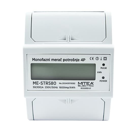 Mjerač potrošnje elek.energije ME-STR580 100A monofazni za DIN šinu 4P 1600imp/kWh 2