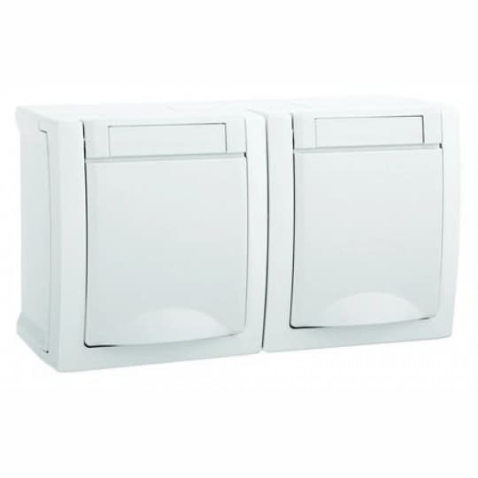 Utičnica Panasonic šuho horizontalna dupla II OG bela 16A 250V IP54 WPTC4800-2WH EU2 PACIFIC