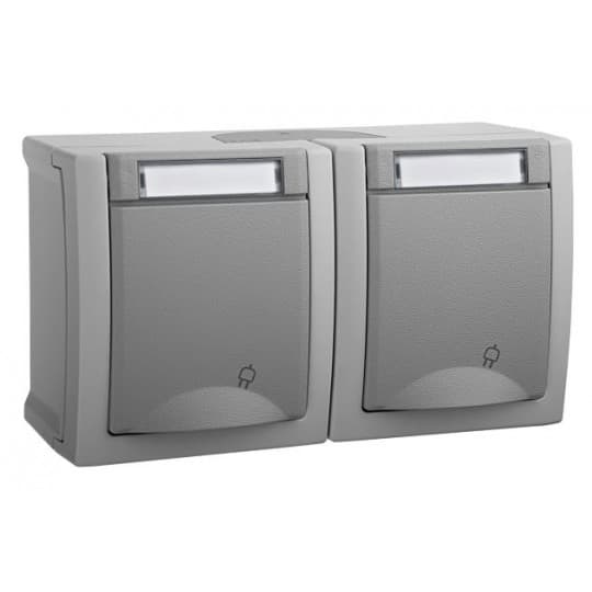 Utičnica Panasonic šuho horizontalna dupla II OG siva 16A 250V IP54 WPTC4800-2GR EU2 PACIFIC