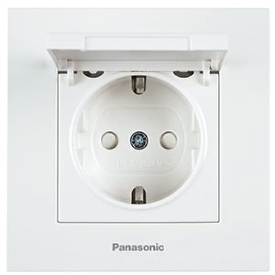 Utičnica Panasonic šuko bela sa poklopcem II +DZ vijčana 16A 250V WKTC0210-2WH EU4 Karre Plu