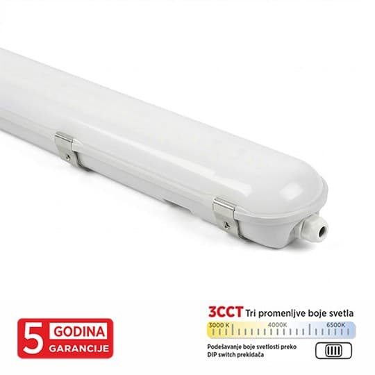 Svjetiljka vodotjesna integrisani LED M205611-CCT 48W (2x24W) 1,2 m 3CCT 3000/4000/6500K IP65 1200mm prolazna 5800lm 5Y